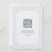 Modern Classic Stripes Dusty Blue QR Code Wedding  Kaart (Achterkant)