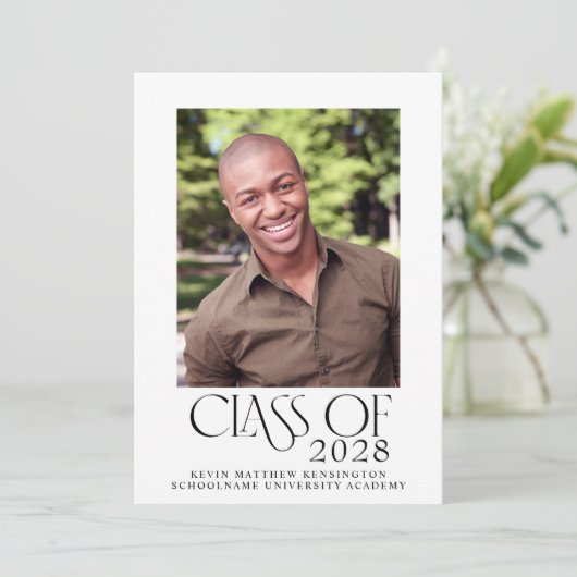 Modern Classic Typography Photo Afstuderen Aankondiging (Staand voorkant)