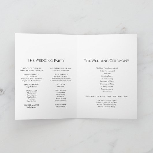 Modern Classic Wedding Folded Programme Programma (Binnen)