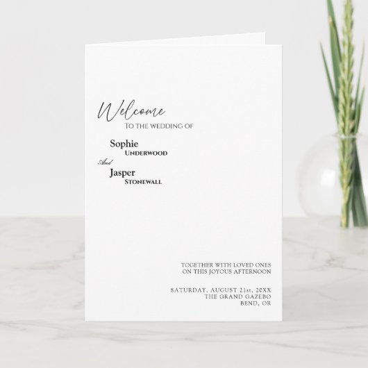Modern Classic Wedding Folded Programme Programma (Voorkant)