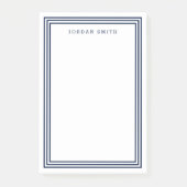 Modern Classic Wit met Triple Navy Blue Borders Post-it® Notes (Voorkant)
