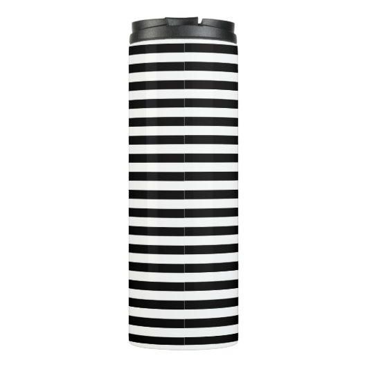 Modern Classic Zwart-wit Gestreept Thermosbeker (Achterkant)