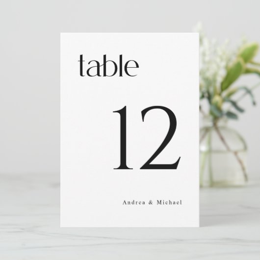 Modern Classy 5x7 Wedding Table Numbers Kaart (Staand voorkant)