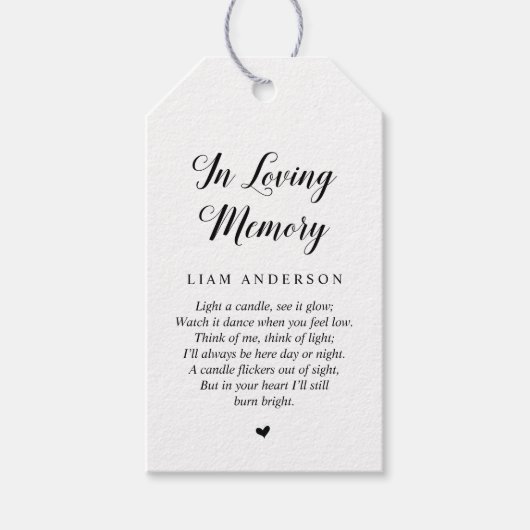 Modern Classy Black, Funeral Memorial Service Cadeaulabel (Voorkant)