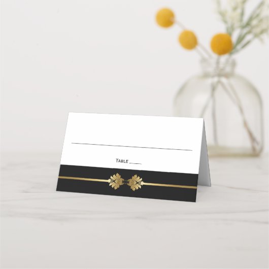 Modern Classy Black Gold Wedding Place Card (Voorkant)