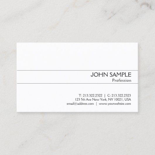 Modern Classy Clean Design White Plain Trending Visitekaartje (Voorkant)