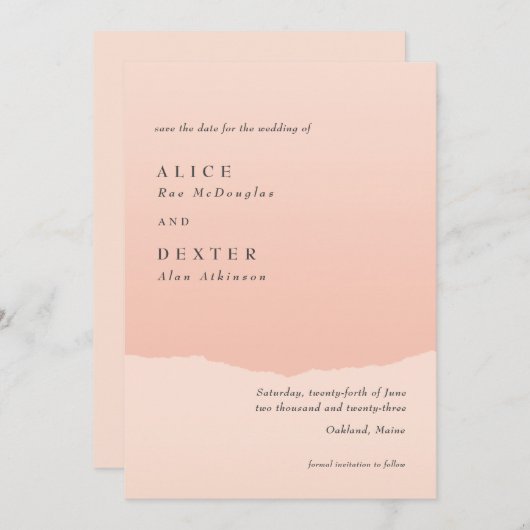 Modern Classy Elegant Blush Save the Date Kaart (Voorkant / Achterkant)