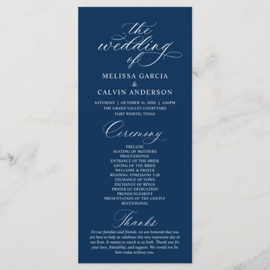 Modern Classy Elegant Wedding Ceremony Programma (Voorkant)