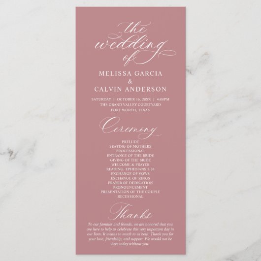 Modern Classy Elegant Wedding Ceremony Programma (Voorkant)