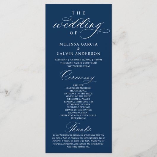 Modern Classy Elegant Wedding Ceremony Programma (Voorkant)