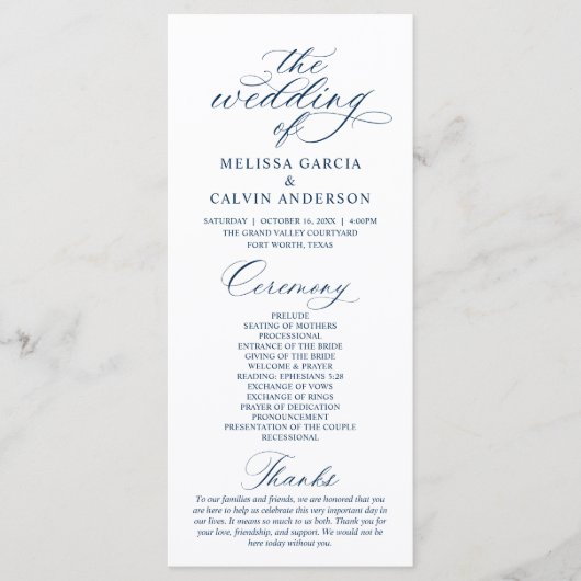 Modern Classy Elegant Wedding Ceremony Programma (Voorkant)