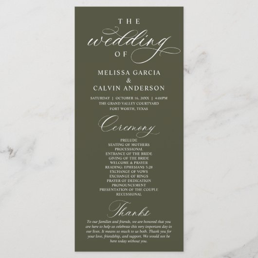 Modern Classy Elegant Wedding Ceremony Programma (Voorkant)