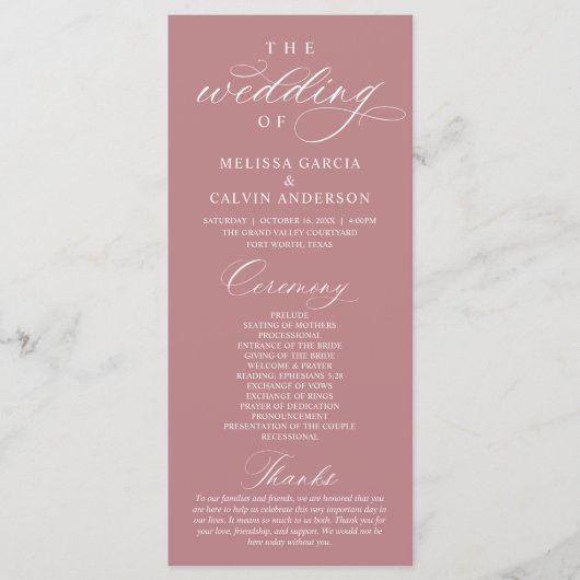 Modern Classy Elegant Wedding Ceremony Programma (Voorkant)