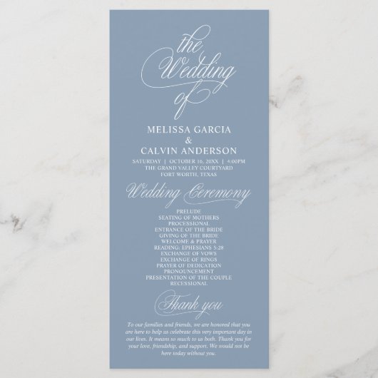 Modern Classy Elegant Wedding Ceremony Programma (Voorkant)