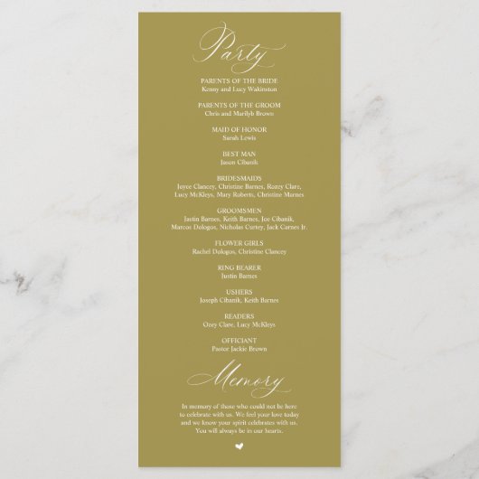 Modern Classy Elegant Wedding Ceremony Programma (Achterkant)