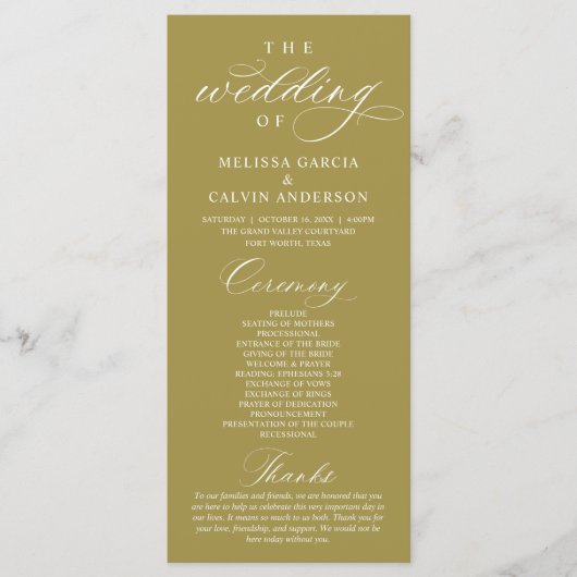 Modern Classy Elegant Wedding Ceremony Programma (Voorkant)