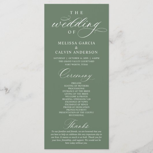 Modern Classy Elegant Wedding Ceremony Programma (Voorkant)