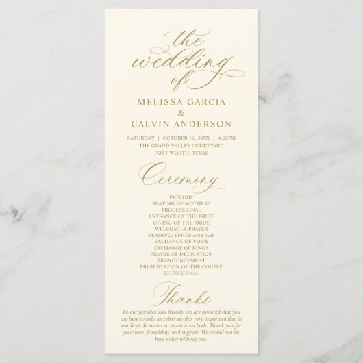 Modern Classy Elegant Wedding Ceremony Programma (Voorkant)