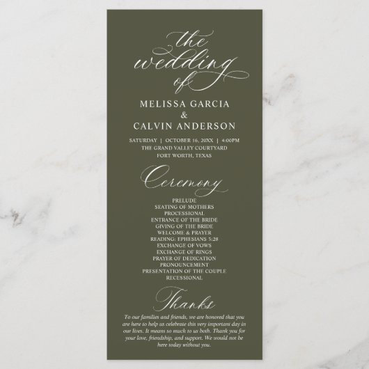 Modern Classy Elegant Wedding Ceremony Programma (Voorkant)