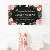 Modern Classy Floral Congrats Graduation Party Spandoek (Insitu)