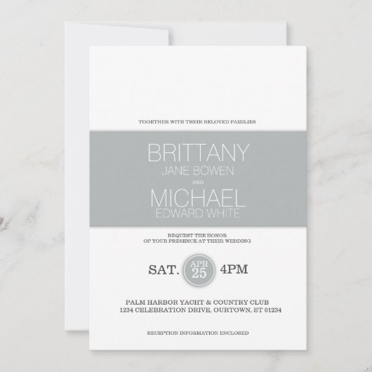 Modern Classy Glacier Gray Wedding Invitation Kaart (Voorkant)