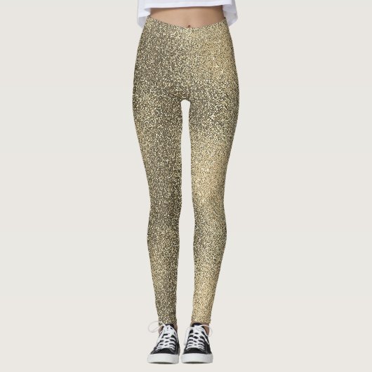 Modern Classy Gold Gradient Sparkle Glitter Party Leggings (Voorkant)