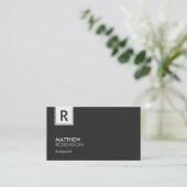 Modern Classy Monogram Zwart-wit Visitekaartje (Staand voorkant)