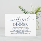 Modern Classy Navy Blue, Wedding Rehearsal Dinner Kaart (Staand voorkant)