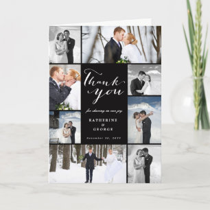 Modern Classy Script 8 Multi Photo Stylish Wedding Bedankkaart