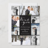 Modern Classy Script 8 Multi Photo Stylish Wedding Bedankkaart (Voorkant)