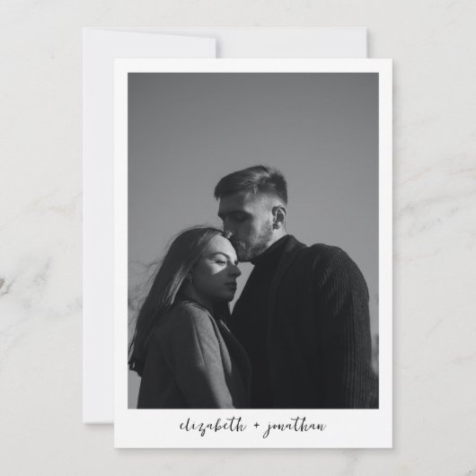 Modern Classy Script Photo Simple Wedding Kaart (Achterkant)