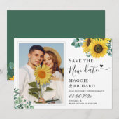 Modern Classy Sunflower Foto Save the New Date Save The Date (Voorkant / Achterkant)