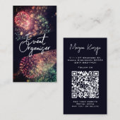 Modern Classy Typography Custom QR Code Fireworks Visitekaartje (Voorkant / Achterkant)