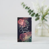 Modern Classy Typography Custom QR Code Fireworks Visitekaartje (Staand voorkant)