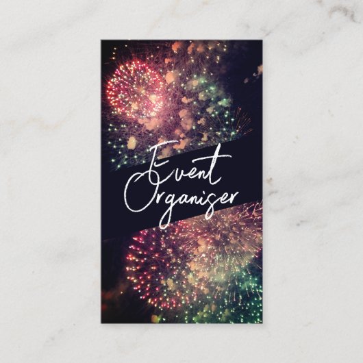 Modern Classy Typography Custom QR Code Fireworks Visitekaartje (Voorkant)