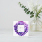 Modern Classy Ultraviolet flower hydrangea Vierkante Visitekaartje (Staand voorkant)