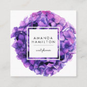 Modern Classy Ultraviolet flower hydrangea Vierkante Visitekaartje (Voorkant)