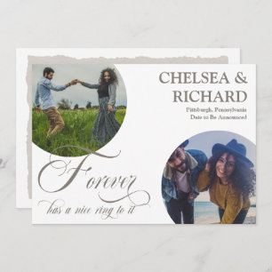 Modern Classy Unieke twee-foto-Verloving Aankondiging