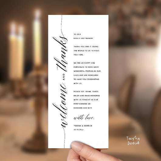 Modern Classy Wedding Dinner Thank You Card Programma