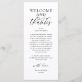Modern Classy Wedding Reception Thank You Card Programma (Voorkant)