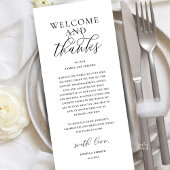 Modern Classy Wedding Reception Thank You Card Programma