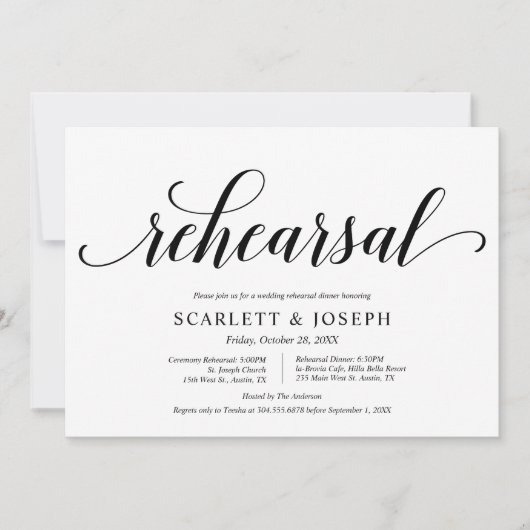 Modern Classy, Wedding Rehearsal and Dinner Kaart (Voorkant)
