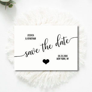 Modern Classy White Black Weddenschap BEWAART DE D Aankondigingskaart