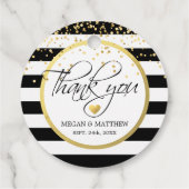 Modern Classy Wit Zwart & Goud Bruiloft Dank u Bedankjes Labels (Achterkant)