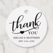 Modern Classy Zwart & Wit Bruiloft Dank u Bedankjes Labels (Achterkant)