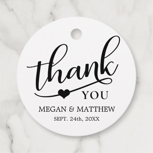 Modern Classy Zwart & Wit Bruiloft Dank u Bedankjes Labels (Achterkant)