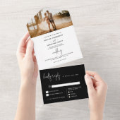 Modern Classy zwart-wit foto bruiloft All In One Uitnodiging (Afscheurbaar)