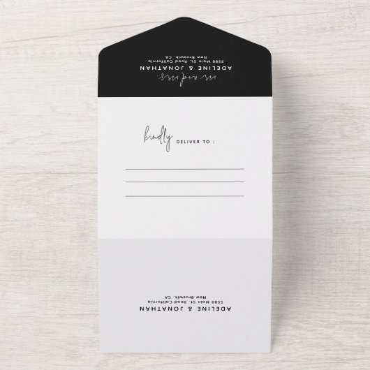 Modern Classy zwart-wit foto bruiloft All In One Uitnodiging (Buitenkant)