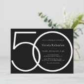 Modern Classy Zwart Wit Minimalist 50ste Verjaarda Kaart (Staand voorkant)