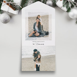 Modern Clean Chic Holiday Photo All-in-One Kaart